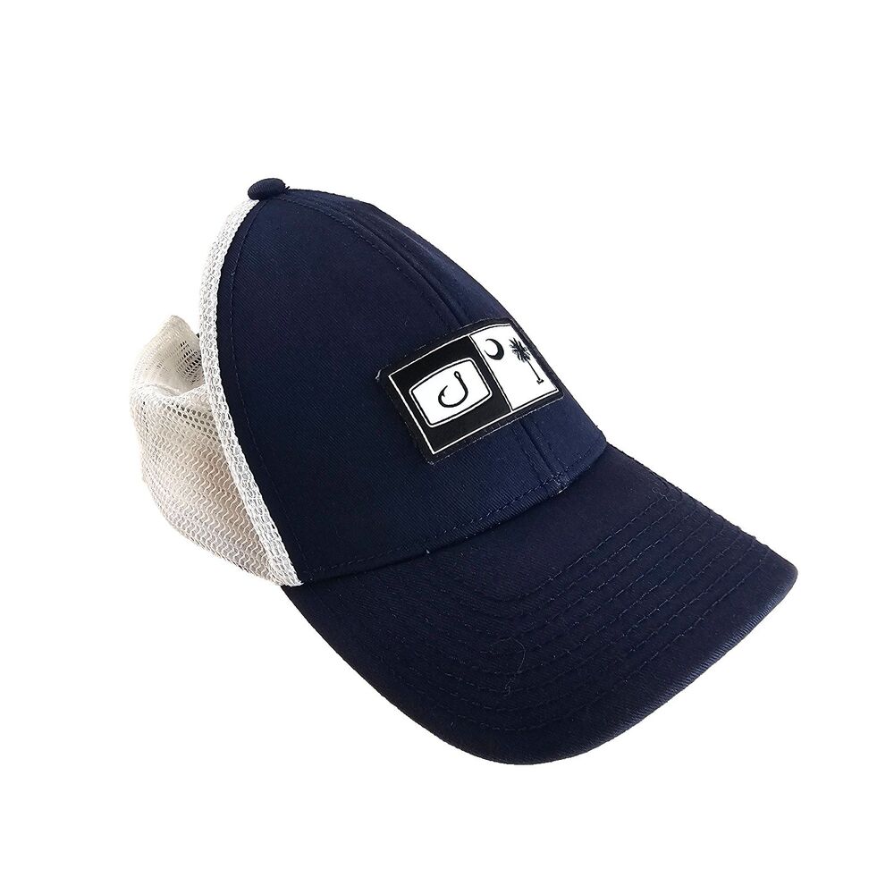 AVID Gear Hat Mens Blue White Trucker Snapback Fishing South Carolina Mesh